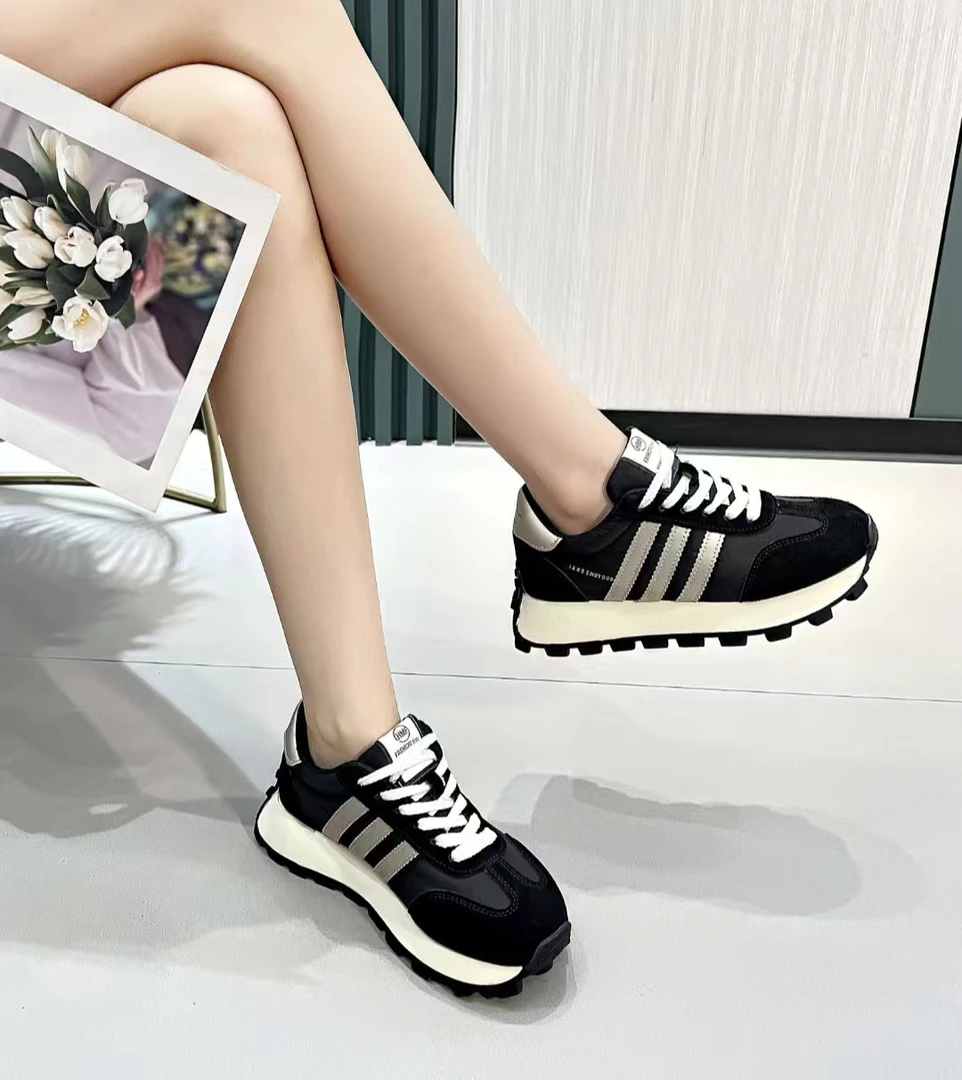 【甘姐】跟高3cm时尚休闲百搭系带24新款潮流拼色阿甘鞋WS211