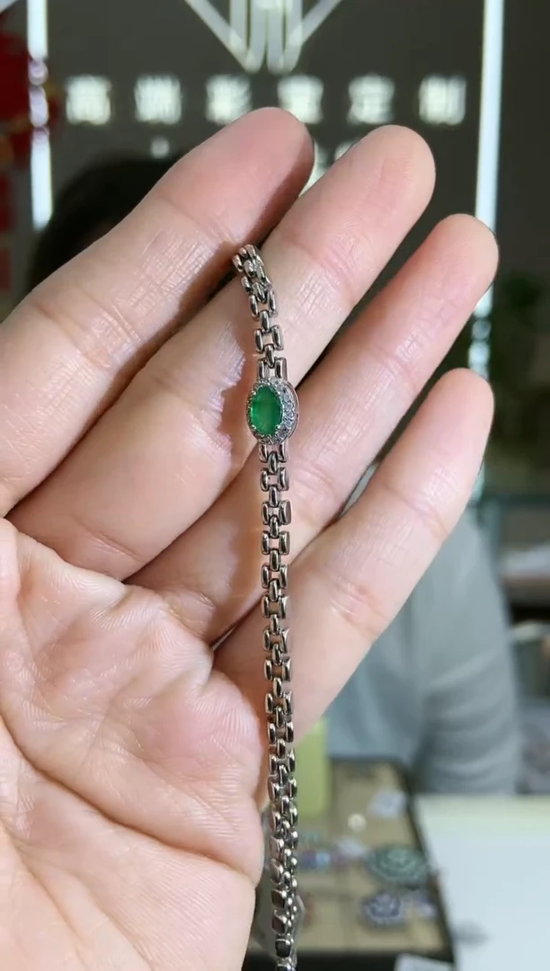 【闪购商品】祖母绿手饰银S925镶嵌手饰手链