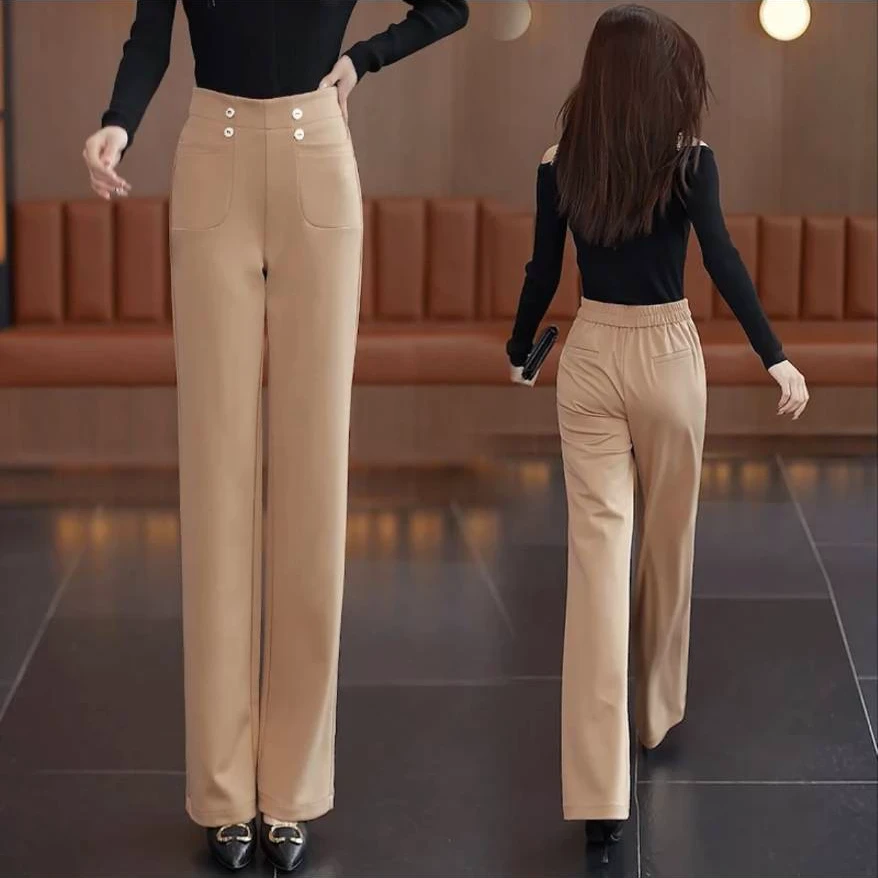 020早夏新款直筒裤西装裤西装直筒裤西装裤小脚裤显瘦哈伦黑色