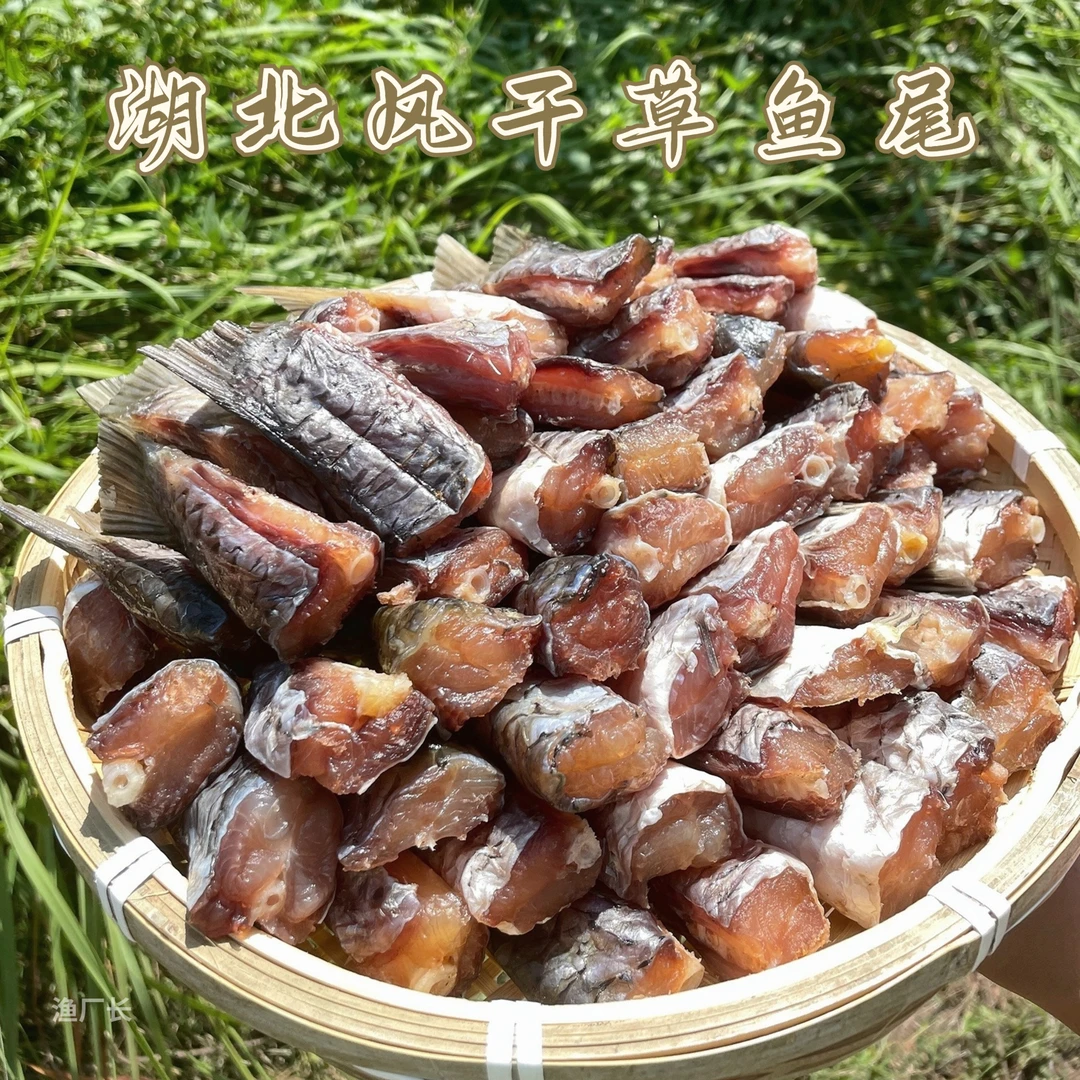 风干鱼尾湖北特产 腌制咸香风干草鱼尾腊鱼尾淡水鱼干腊货5-6成干