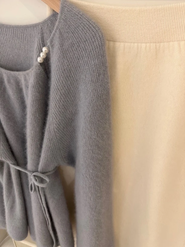 秋冬浣熊针织半身裙显瘦a字版百搭