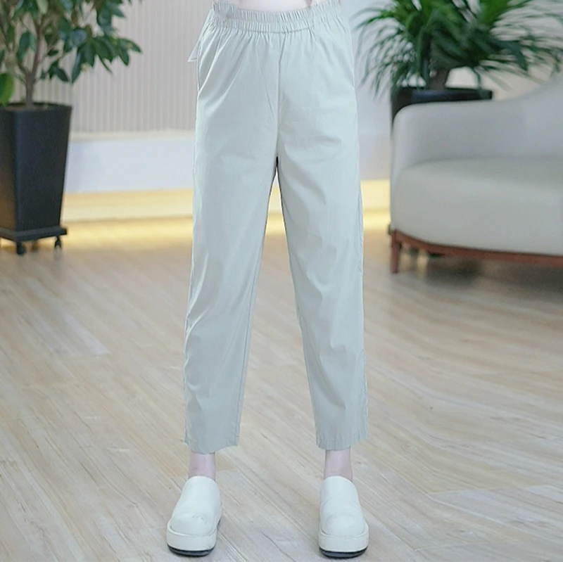 五倍高弹速干裤女大码显瘦百搭夏季薄款直筒萝卜简约休闲九分裤N