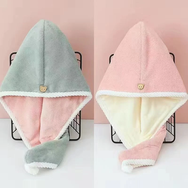 双层柔软干发帽网红吸水洗头帽子不掉毛包头巾干发帽柔软超厚浴帽