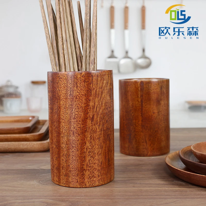 【欧乐森】筷子筒酸枣木厨房家用餐具多功能沥水筒简约防霉无蜡