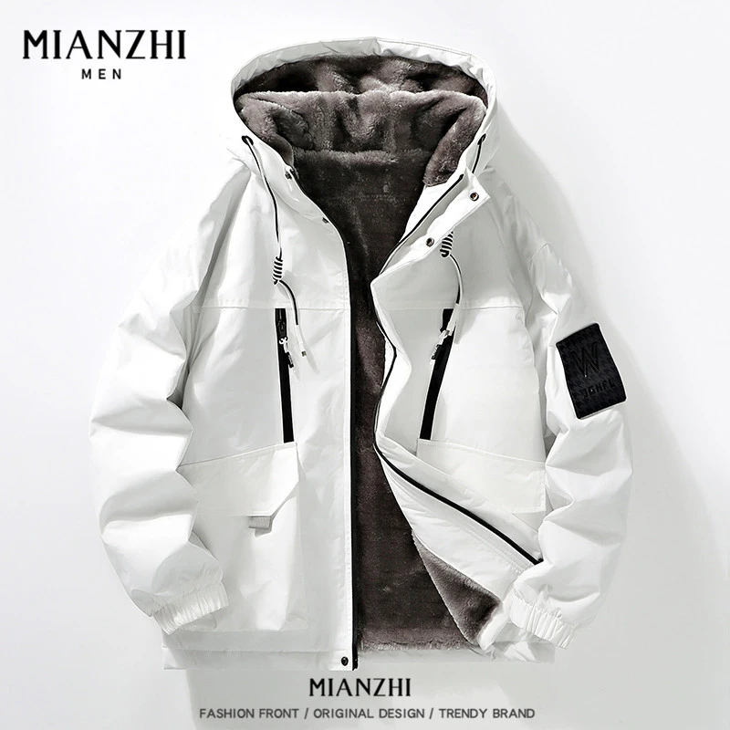 棉致冲锋衣外套男士秋冬季2025新款加绒加厚防风工装百搭夹克棉服