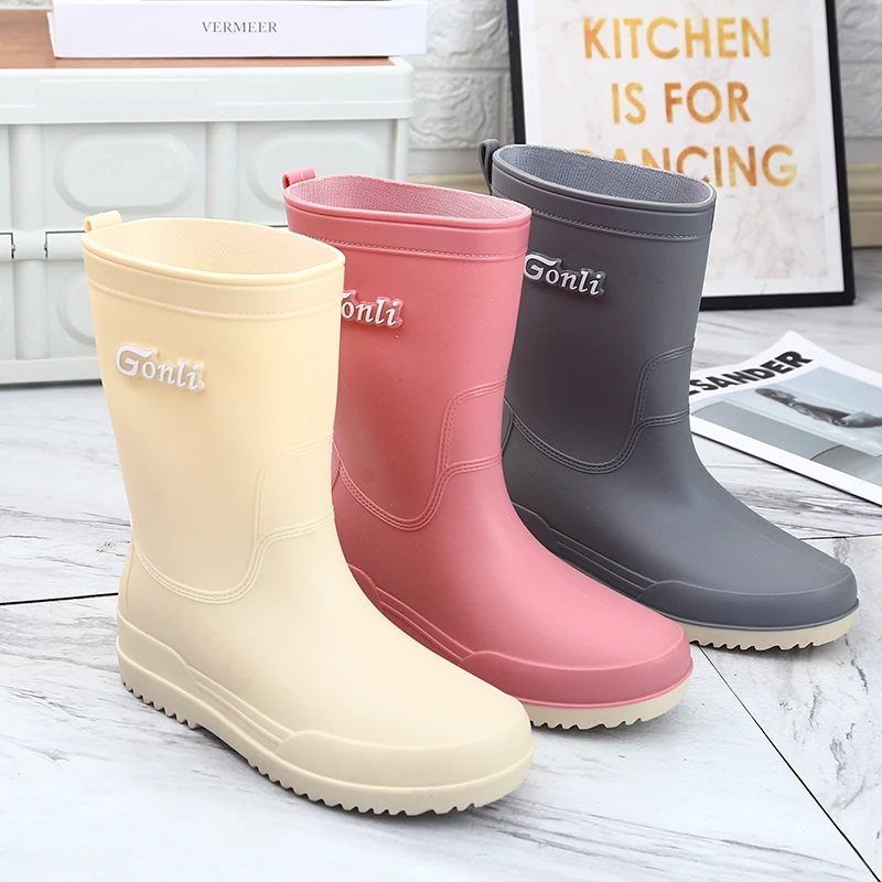 日系雨鞋女款成人外穿防滑胶鞋套鞋赶海软底防水鞋厨房雨鞋中筒女