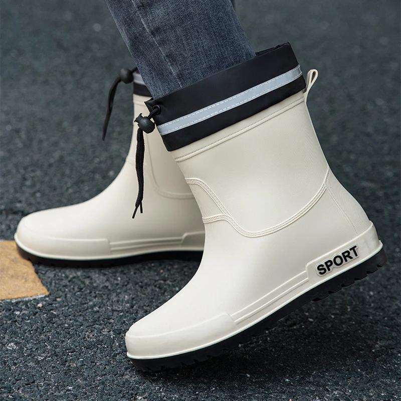 雨鞋男士中筒时尚户外穿钓鱼防滑防水雨靴厨房胶鞋轻便收口水鞋男