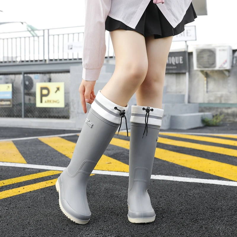 2024新款时尚雨鞋女款成人高筒雨靴长筒防水防滑束口外穿套鞋水鞋