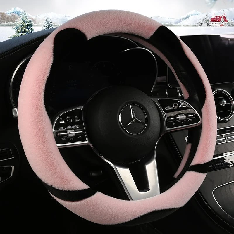 汽车方向盘套冬季短毛绒新福克斯嘉年华翼虎冬天保暖防滑把套短绒