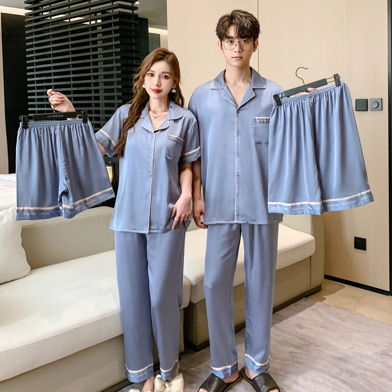 【三件套】夏季新款套装睡衣男士居服情侣薄款大码家居服宽松简约