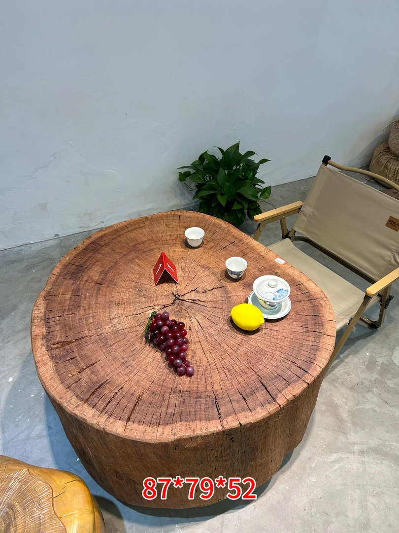 原木树桩茶几围炉煮茶茶空间手工中式家用角几边几圆形平桌阳台