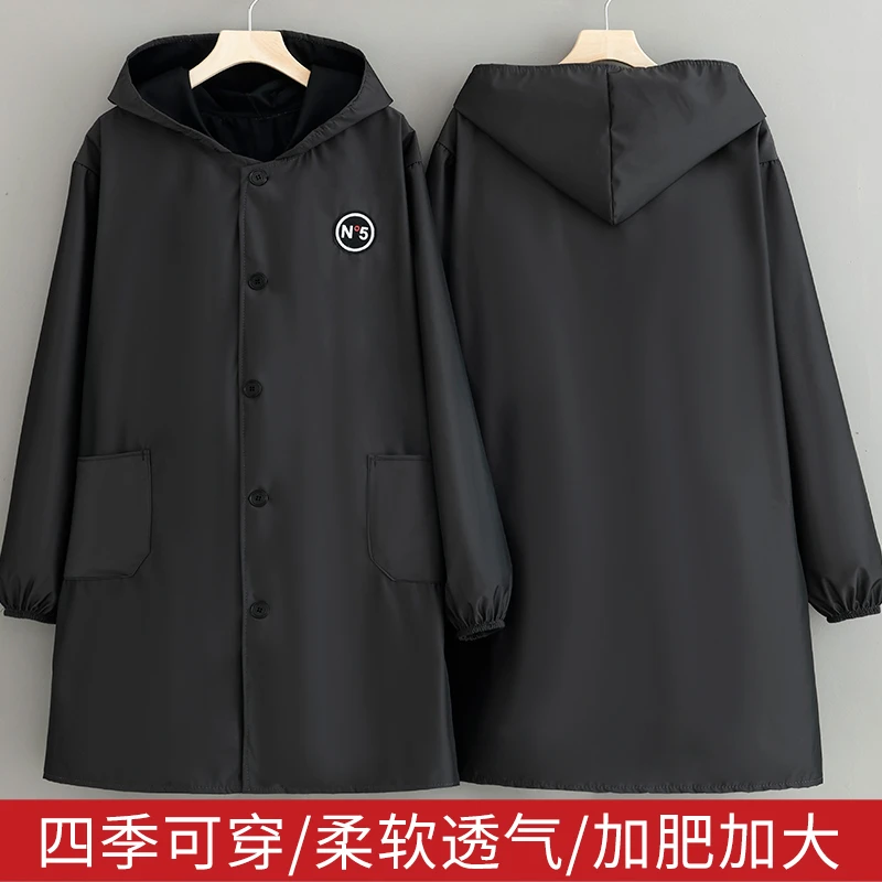 四季款加肥加大长袖家用厨房柔软工作服男女外套罩衣围裙印字防水