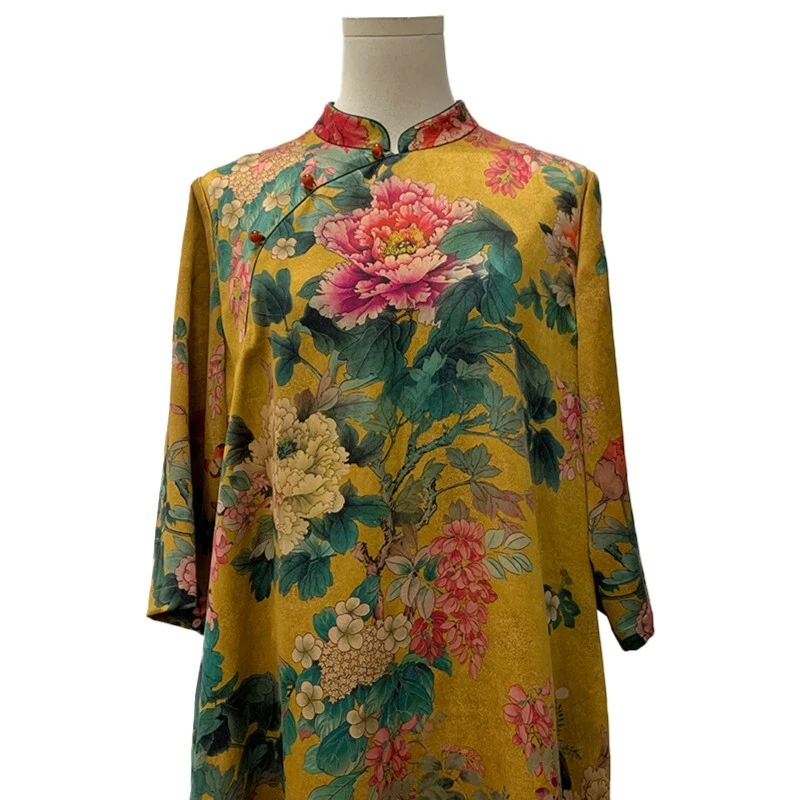 XuanGeMoXiang/轩阁墨香  连衣裙 四季款 黄色 693189百搭香云纱