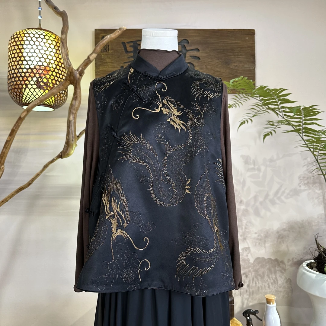 提花高定马夹 MX33156绣花时尚重磅香云纱