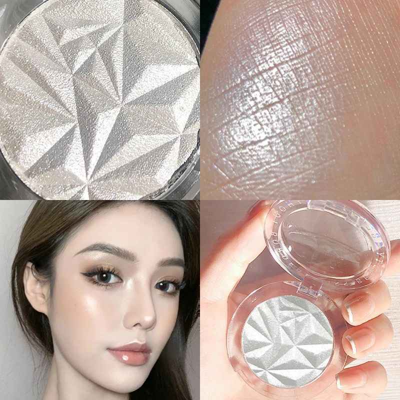 爆闪生姜高光粉饼提亮脸部珠光细闪眼影阴鼻影修容腮红三合一体盘