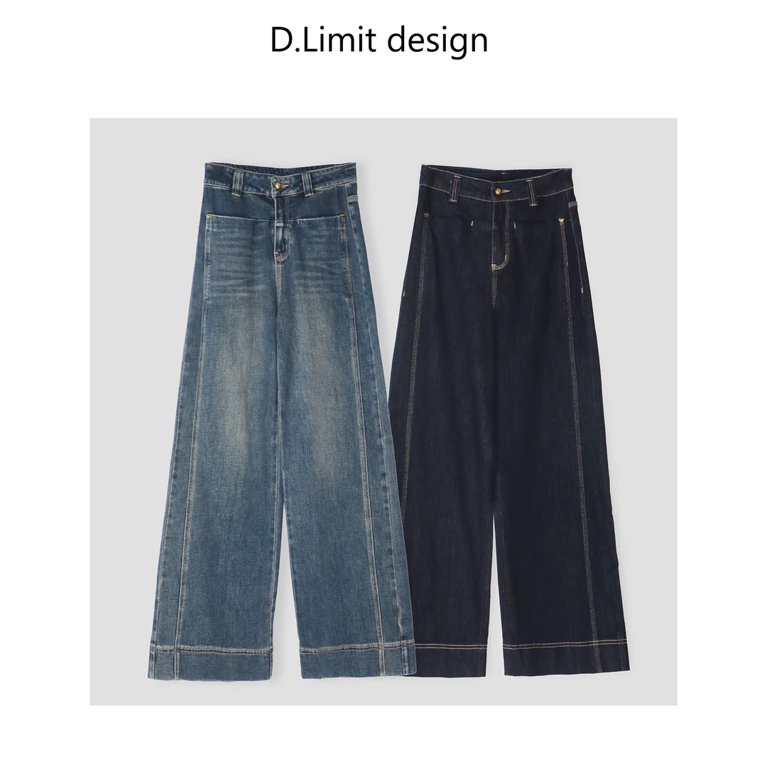 【D.Limit design】【送腰带】时尚描线直筒牛仔裤