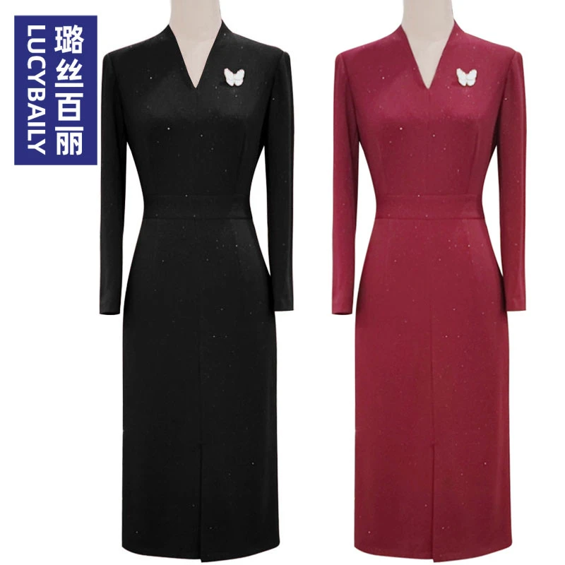 璐丝百丽 230559 气质长袖连衣裙