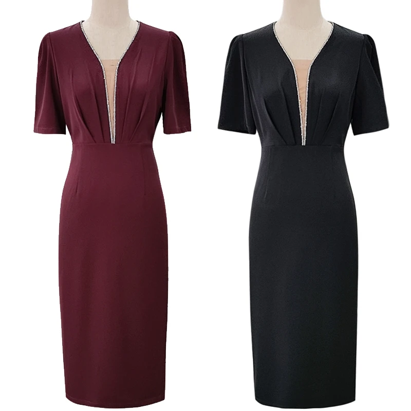 璐丝百丽 230787 气质V领连衣裙