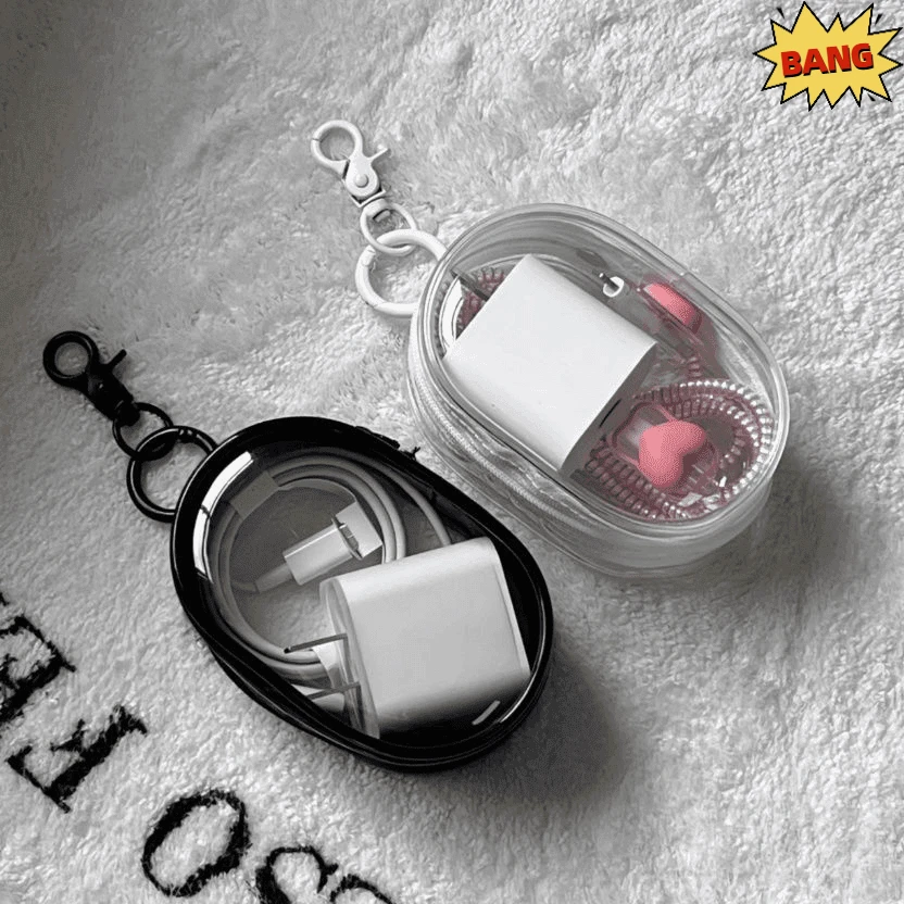 外出便携充电线收纳盒透明绕线包耳机整理袋随身充电器保护套