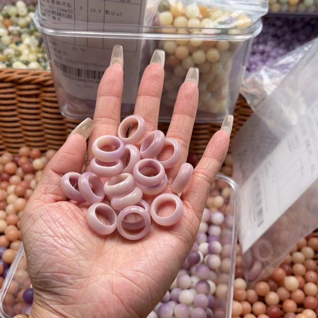 白玉菩提吊坠C，12mm内径5+1颗紫跑环