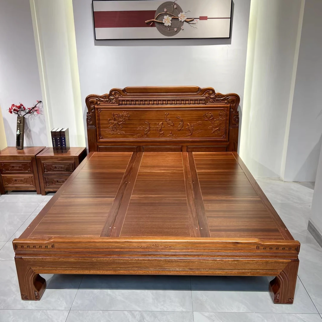 (年年有余)菠萝格木全实木床明清古典仿古双人床主卧室家用大床
