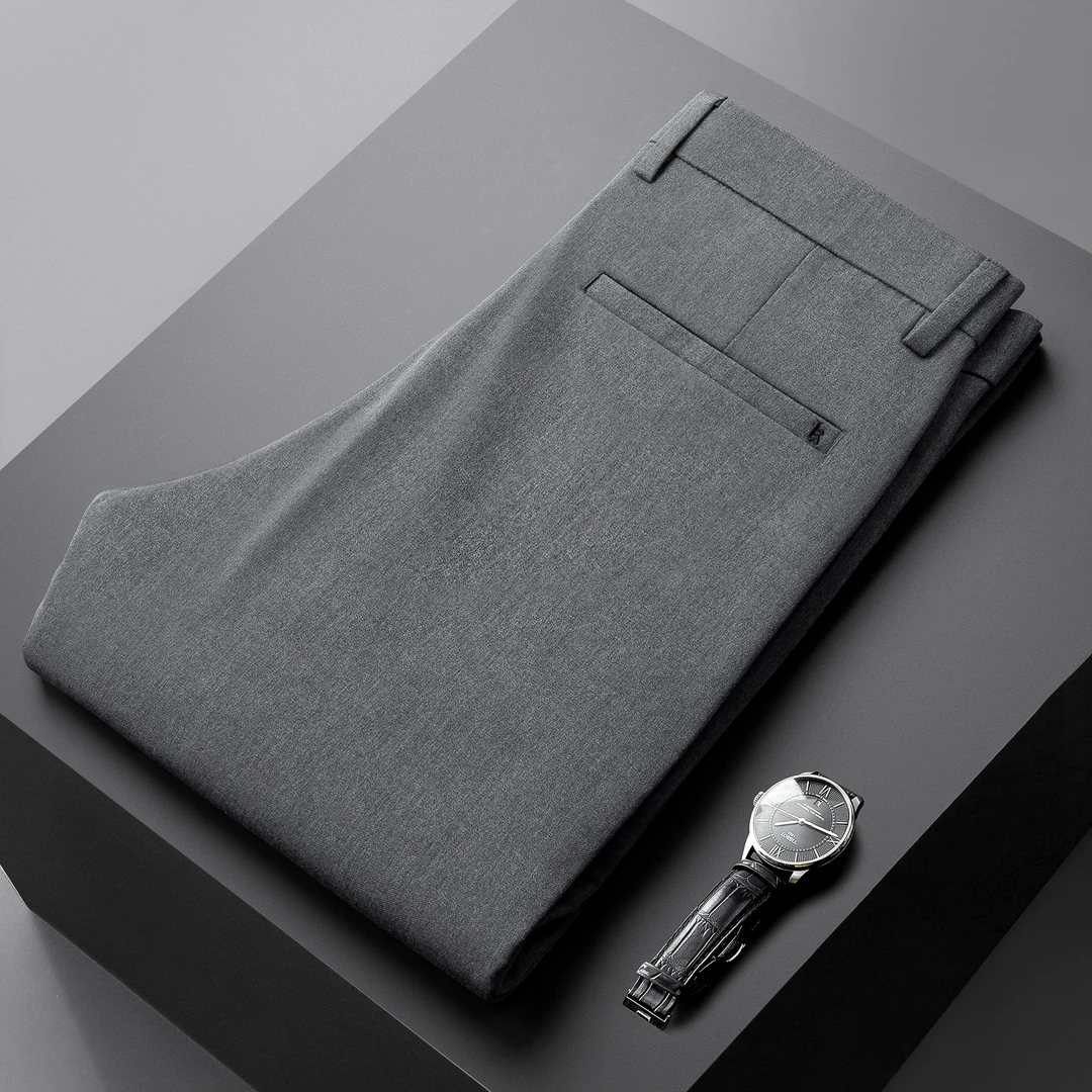 新冬季财阀厚款保暖男士轻奢九分裤长裤修身小直筒商务休闲修身