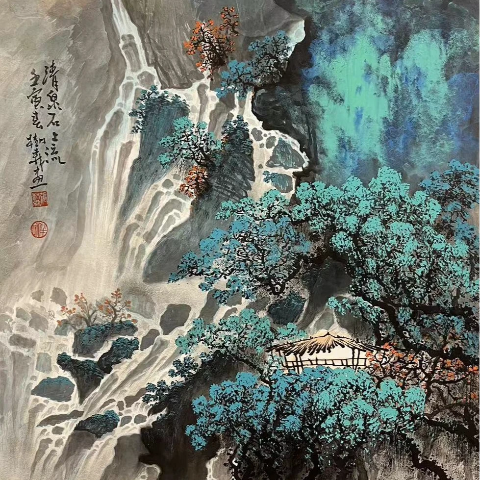 张老师泼彩山水国画作品