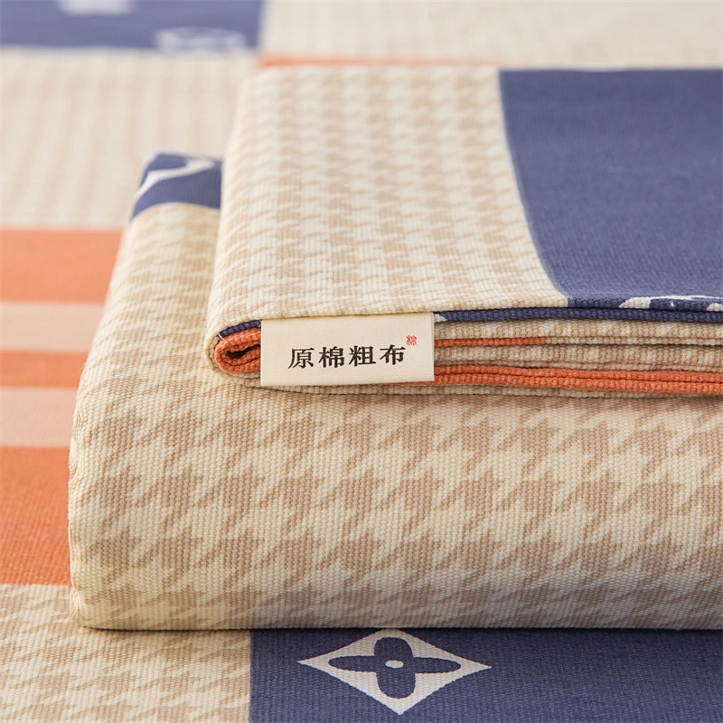 四季加厚纯棉老粗布床单单件宿舍单人全棉麻单独买被单枕套三件套