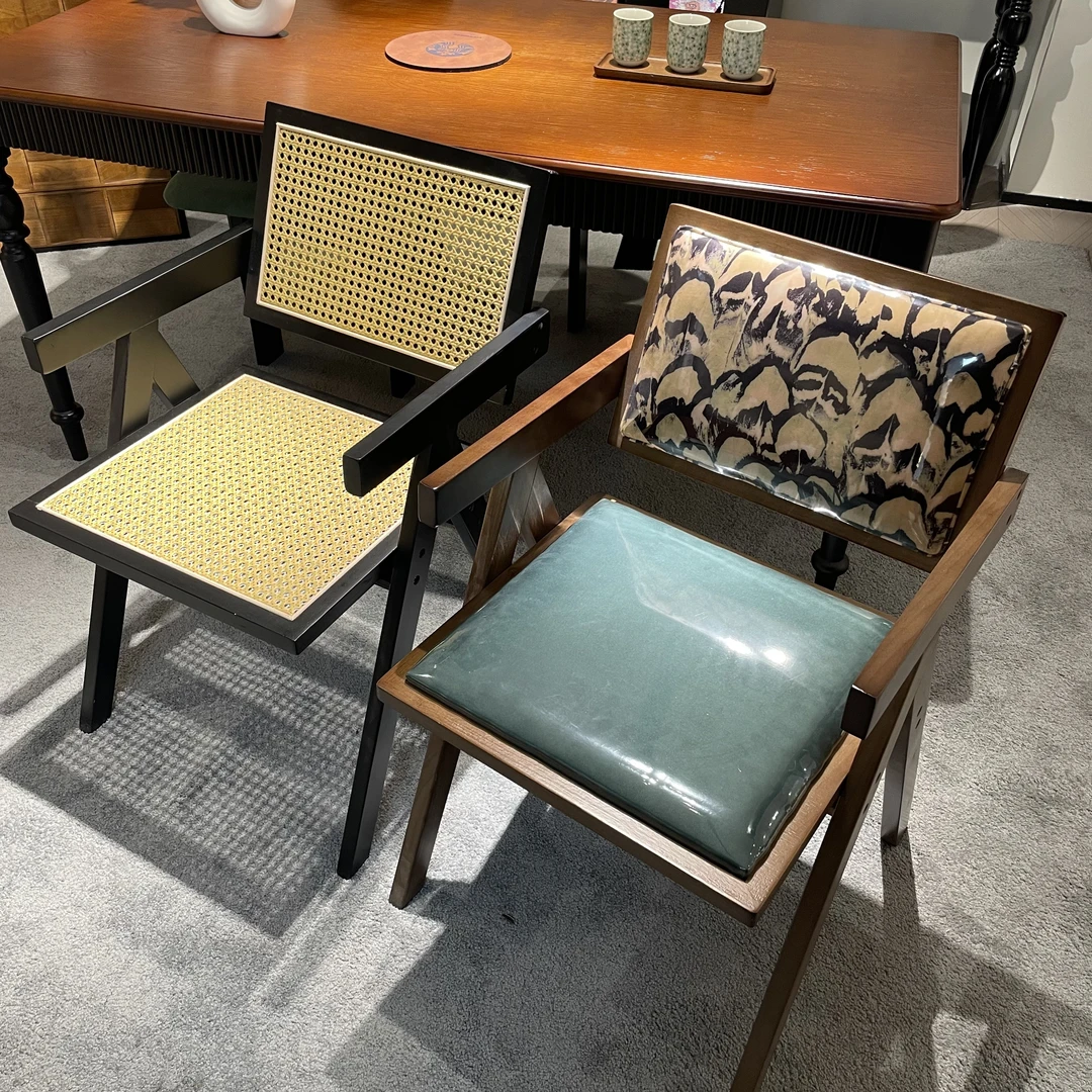 【中古专属】昌迪加尔实木藤编椅子欧式餐椅北欧