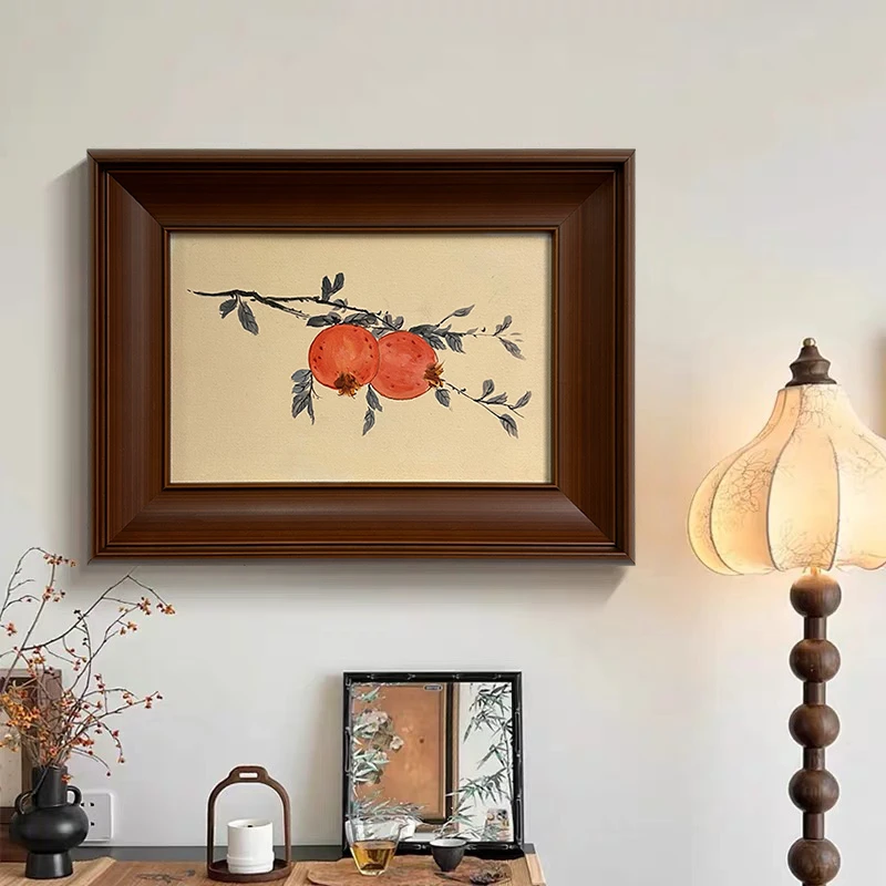 【禧】中古风餐厅装饰画手工油画法式简美卧室挂画新中式玄关柜壁画