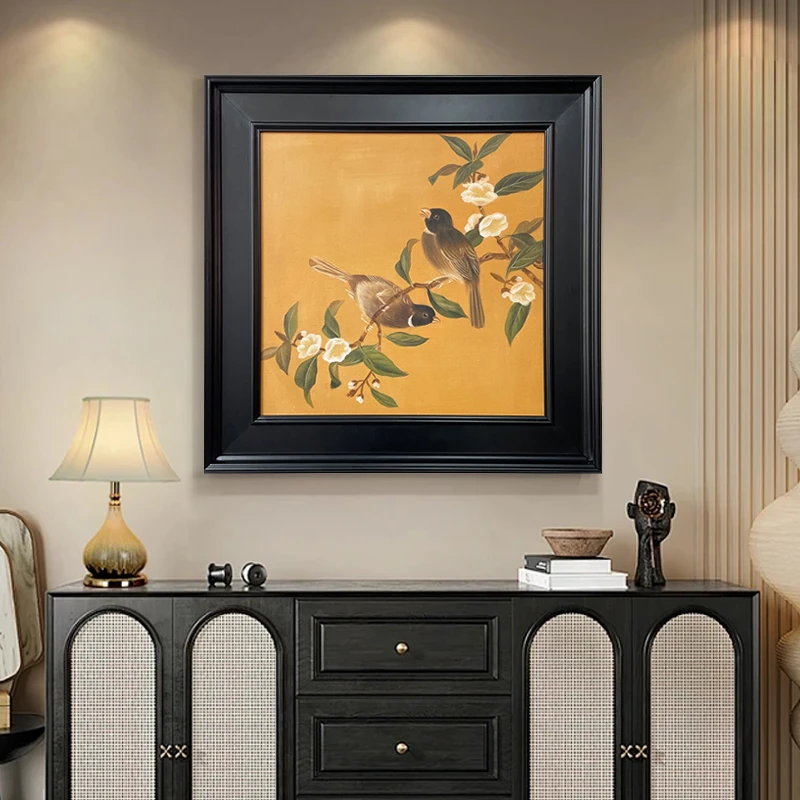 【喜上枝头】中国风玄关装饰画油画新中式餐厅艺术挂画复古卧室壁画