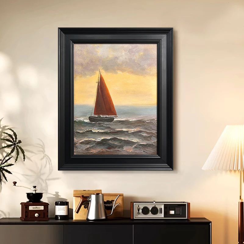 【扬帆起航】法式小众艺术装饰画手工油画客餐厅中古挂画高级感摆画