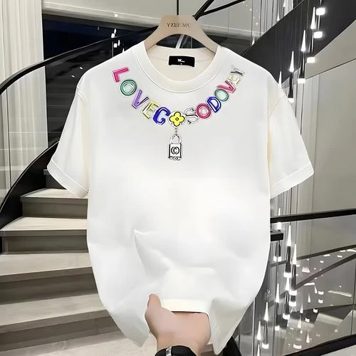 2024夏季潮流高街修身痞帅高级感体恤衫男款短袖棉男士短袖T恤