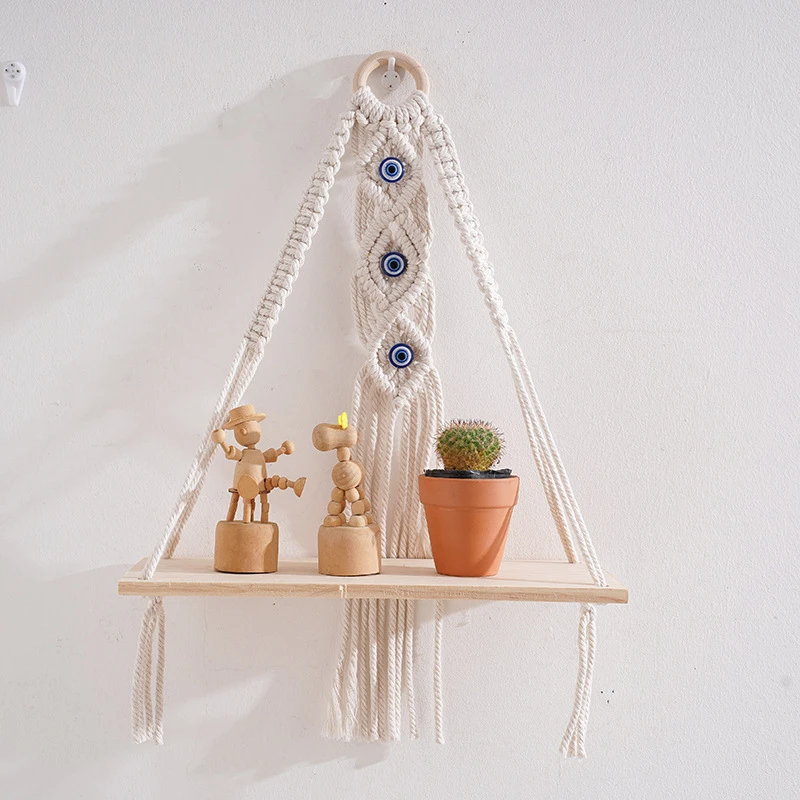 恶魔之眼波西米亚编织挂毯置物架墙上收纳架子ins儿童房拍照装饰