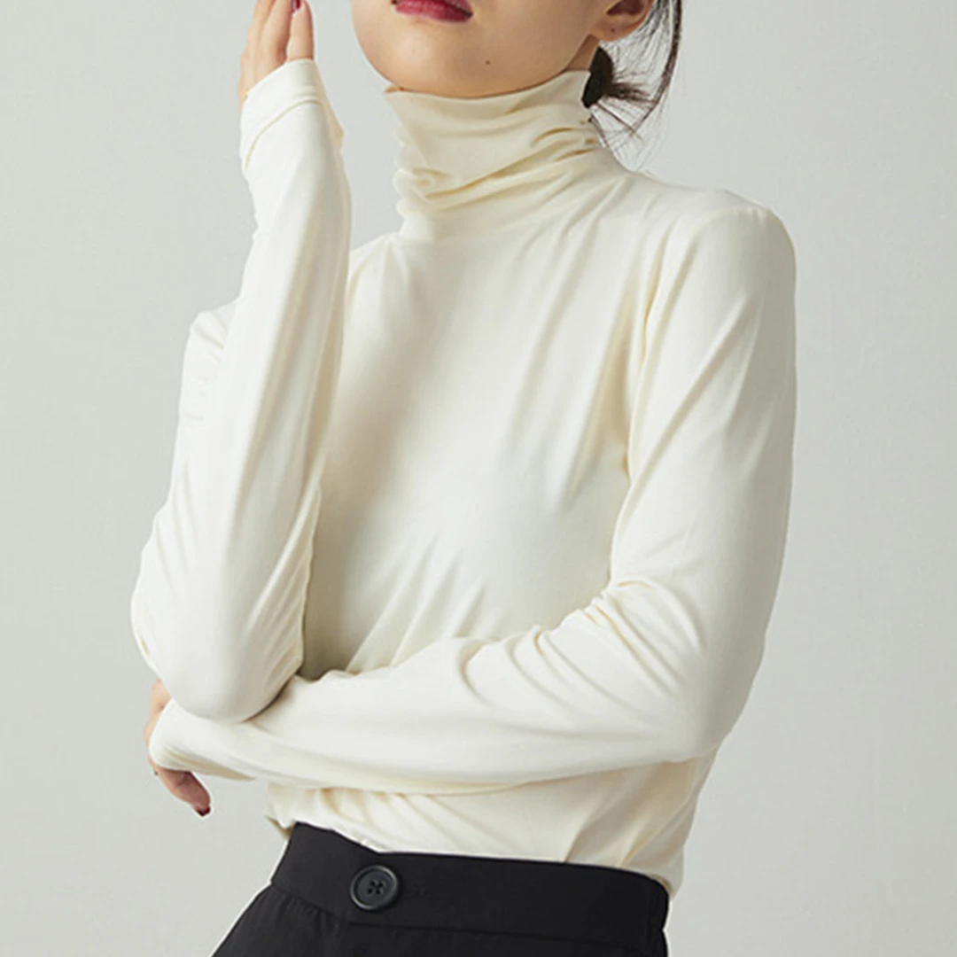 内搭t恤时尚德绒半高领堆堆领春秋长袖百搭修身纯色保暖秋冬