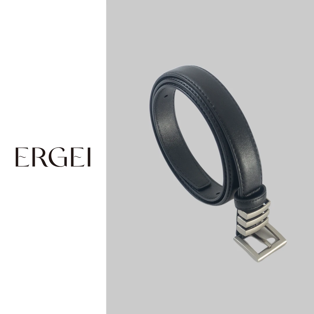 尔给黑色腰带女士百搭休闲时尚潮流简约皮带
