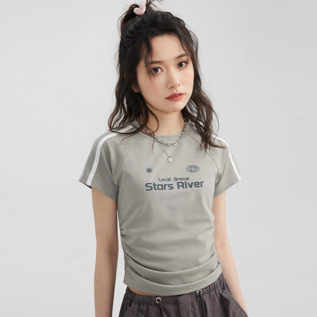 尔给女款运动短款速干T恤户外休闲女士夏季圆领舒适百搭时尚