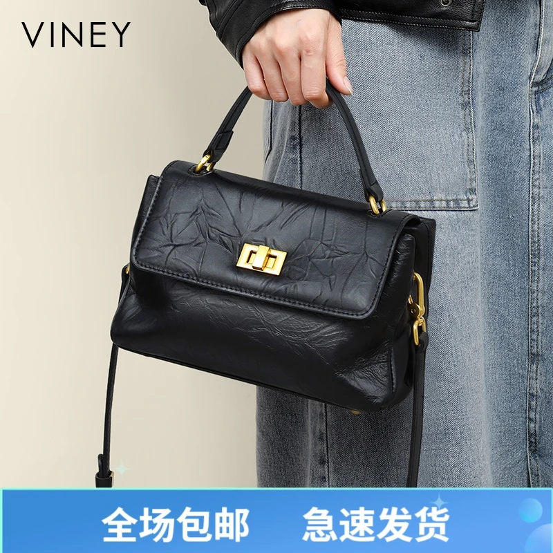 Viney真皮包包女手提2025款斜挎包轻奢单肩生日礼物送女友送老婆