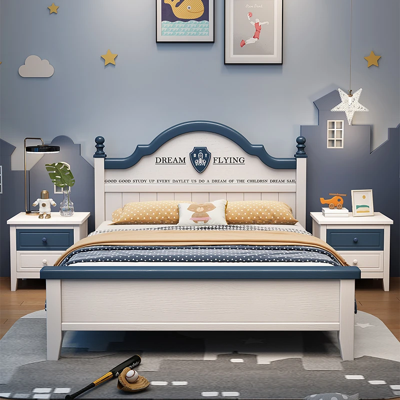 实木儿童床男女孩公主床1.2米1.35m1.5青少年卧室套房储物单人床