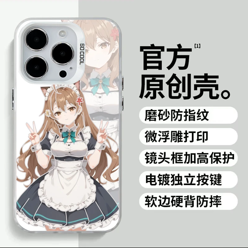 二次元创意女仆玛夏彩银壳适用华为/苹果16/15时尚潮流防摔手机壳