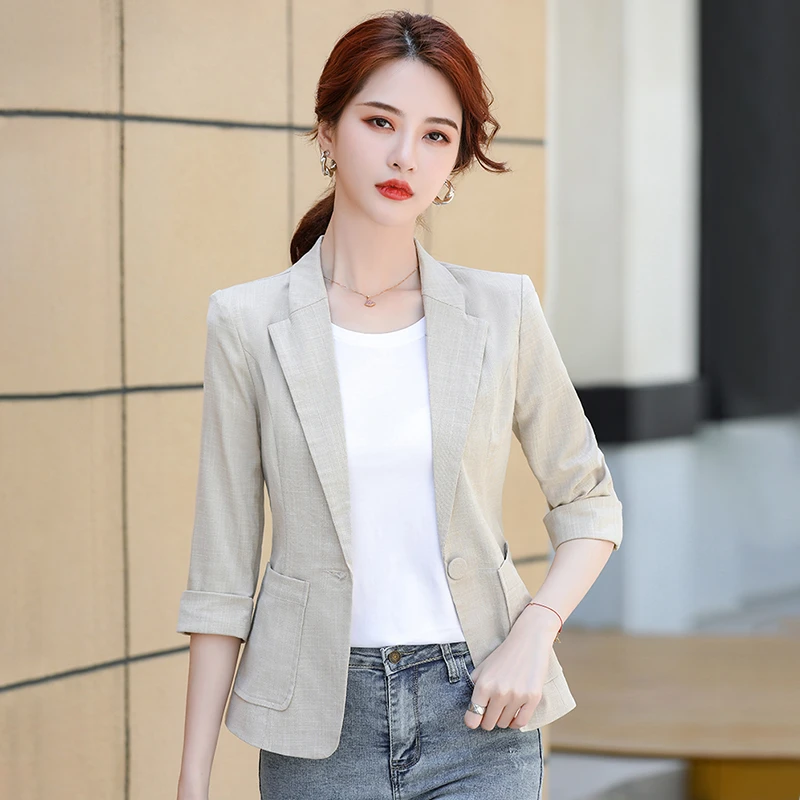 小西服女夏季薄款休闲2025新款短款小初秋穿搭法式收腰小香风西服