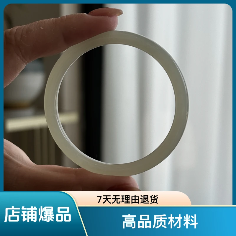 和田玉手镯美人条叮当镯洋气温柔少女色冰透细圆条古风圆镯