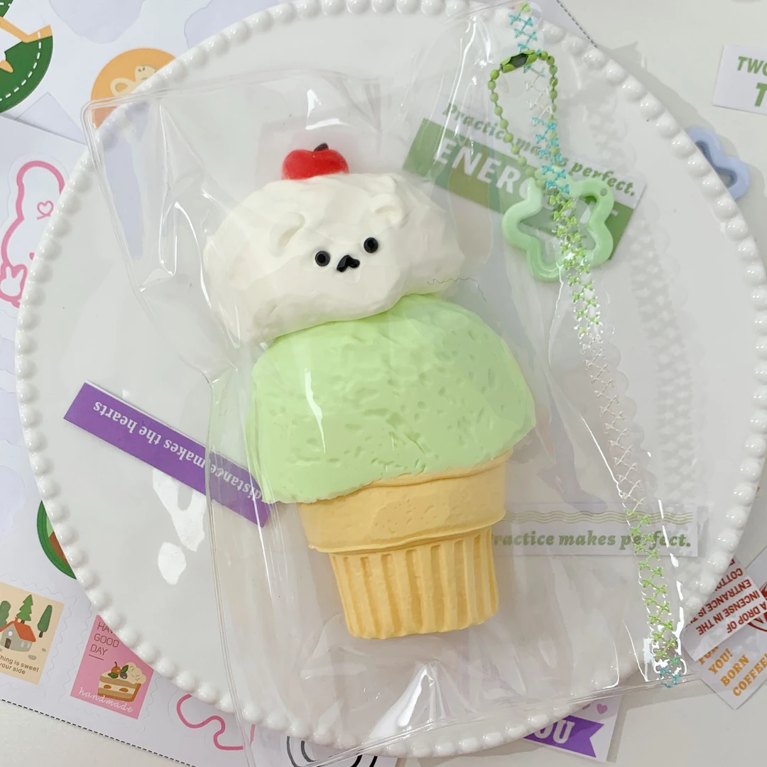 【阿塔捏】熊崽冰淇淋 默认微瑕 食品级硅胶手工捏捏（干）