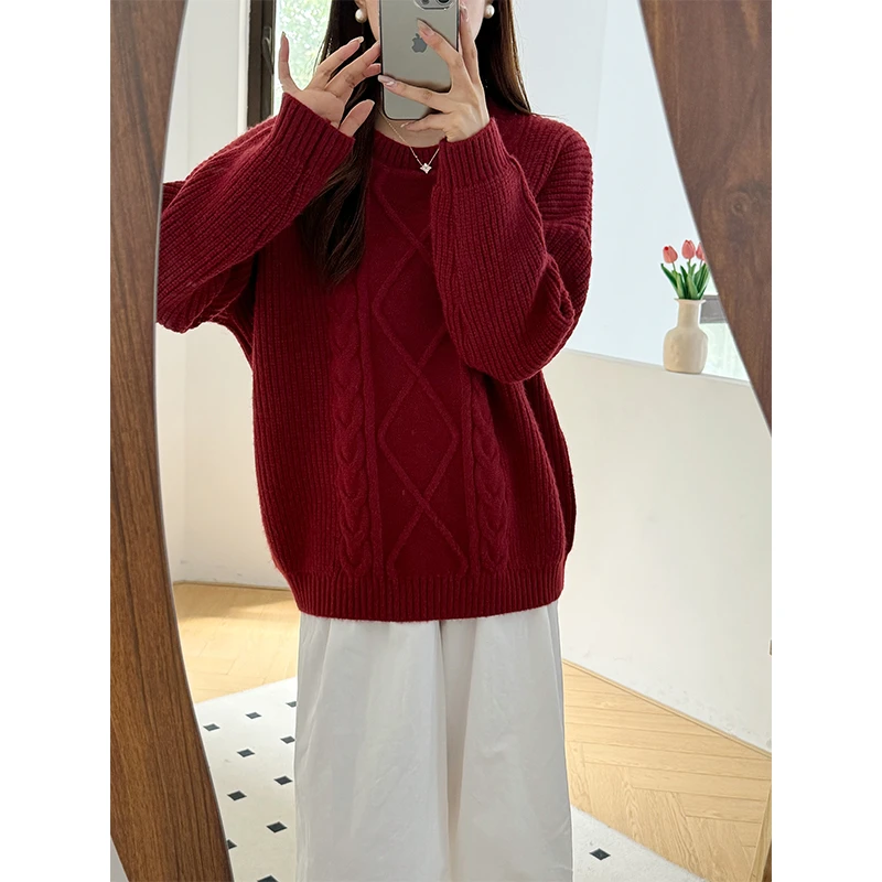 百搭圆领设计感减龄针织套头毛衣 ZJC069