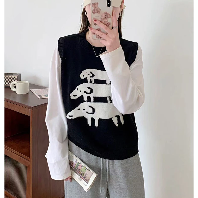 秋冬百搭减龄卡通外穿叠搭针织马甲TCC030