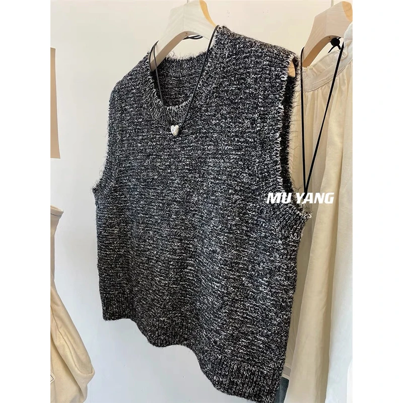 法式复古流苏软糯针织马甲背心女