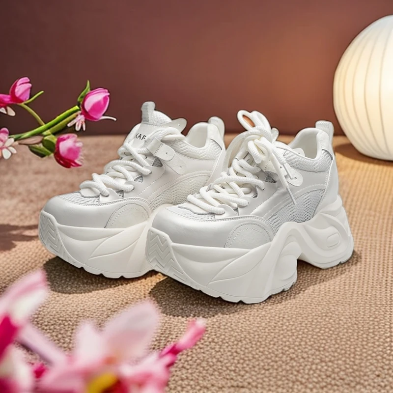 艾格鸟欧洲站老爹鞋女2024夏新款薄款透气网面厚底女鞋