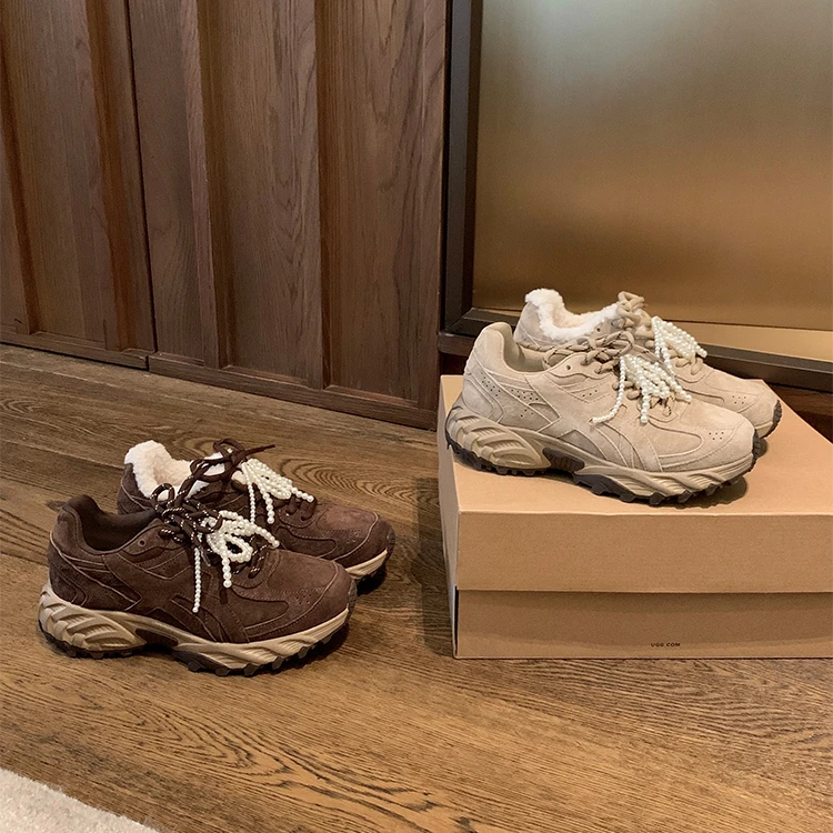 【sheii苏茵茵】雪天漫步~保暖厚底珍珠鞋带毛毛休闲鞋女E4418301