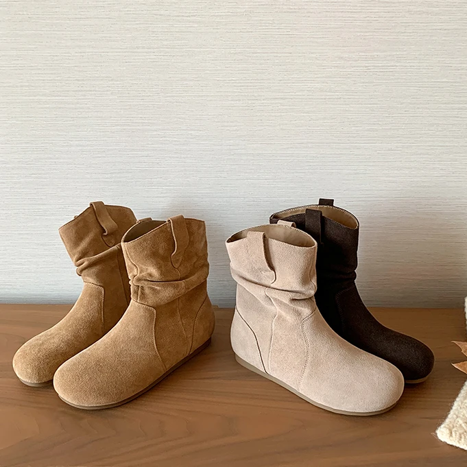 【sheii苏茵茵】韩国女孩~娃娃头加绒机车堆堆短靴女马丁靴E4414324