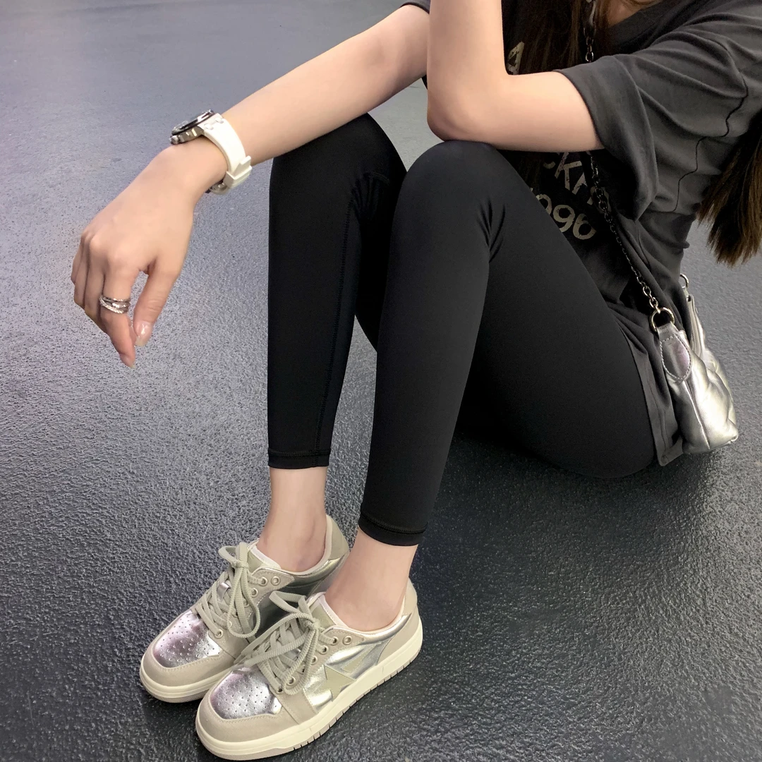 【sheii苏茵茵】不能拒绝~银色真皮星星厚底增高休闲板鞋女运动鞋